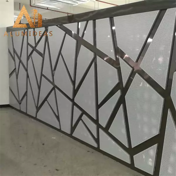 Modern architectural perforated metal screen wall