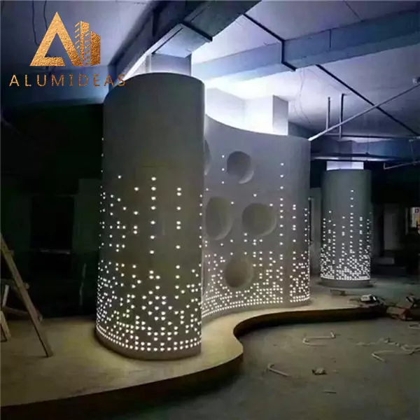 Colunas metálicas decorativas à prova de fogo para interiores de alumínio