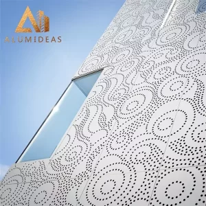 Paneles decorativos de pared perforados de aluminio.