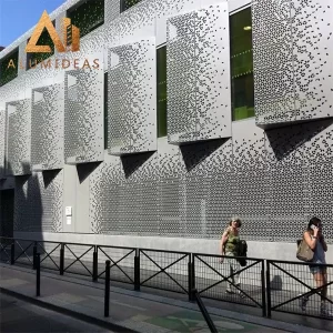 Perforated aluminum facade panel