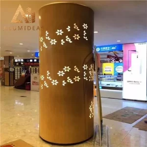 Perforated aluminum laser cut decorative metal columns