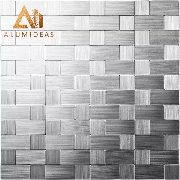 stiker ubin mosaik logam permukaan aluminium berperekat
