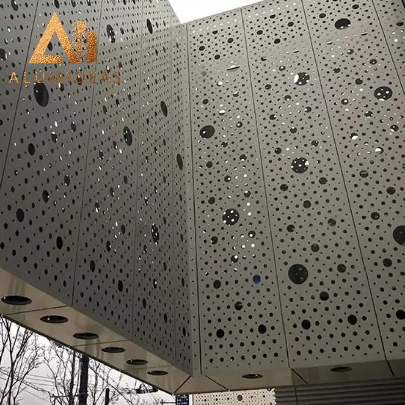 Dinding tirai arsitektur perf panel bangunan aluminium