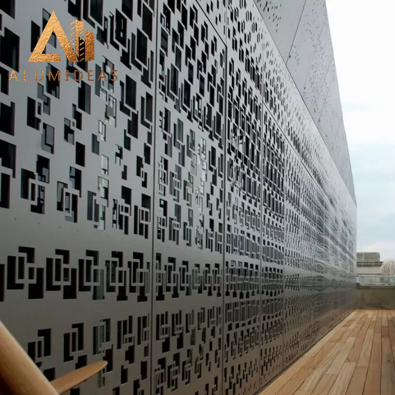 Dinding tirai seni bina perf panel pelapisan dinding logam
