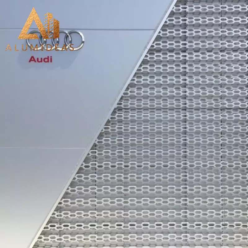 Panel dinding logam eksterior arsitektur aluminium berlubang