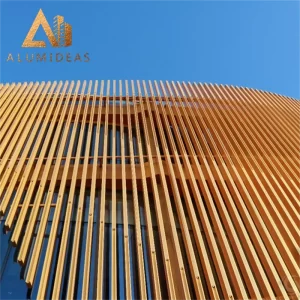 Aluminum strip design facade in building construction