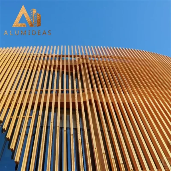 Aluminum strip design facade in building construction