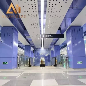 Aluminum perforated ceiling for station