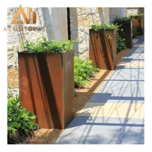 Jardinera rectangular de acero corten