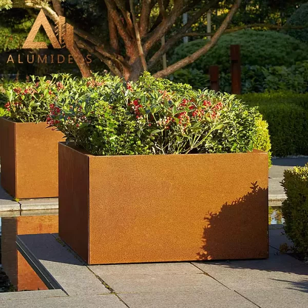 corten steel planter boxes