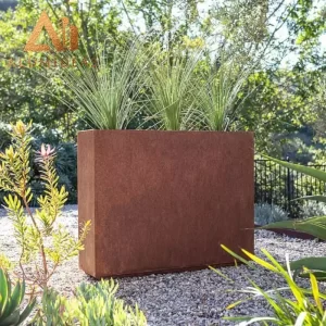 corten steel trough planter