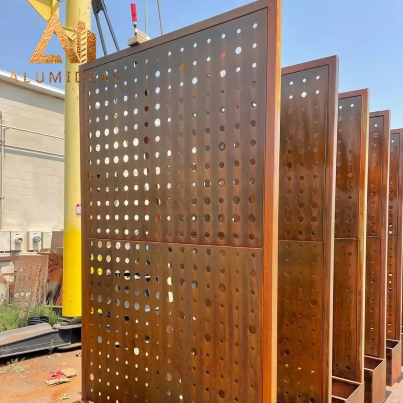 Decorative perforatedcorten laser cut panels