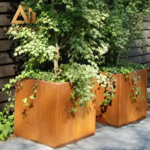 Large corten steel planters