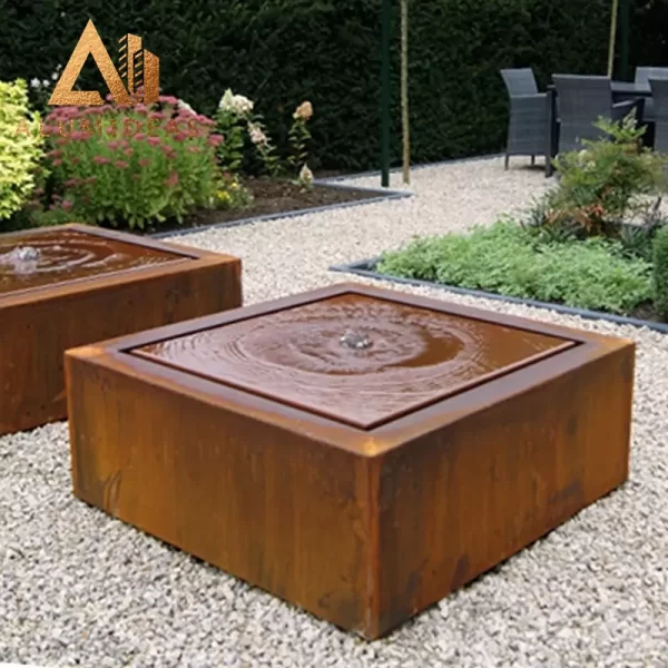 corten steel water feature