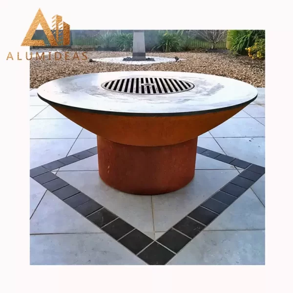 corten steel wood burning fire pit