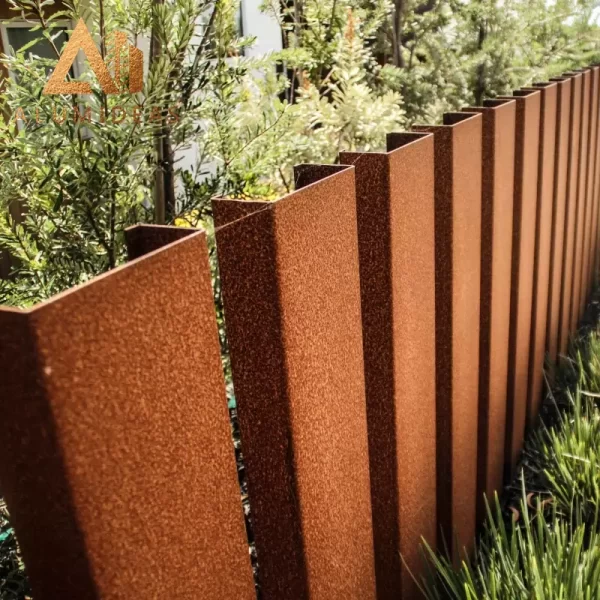 modern corten steel fence