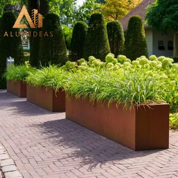 rectangular corten steel planters