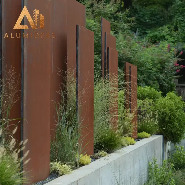 Corten steel durable panels for garden