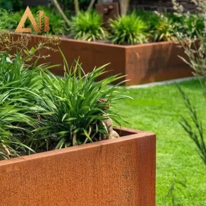 Corten steel raised garden beds