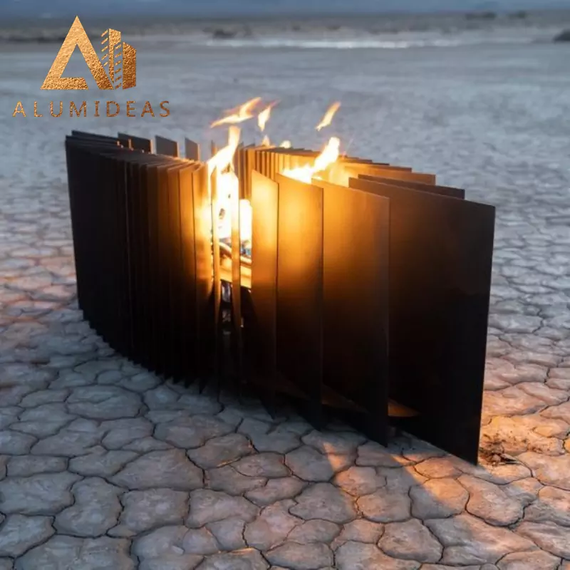 Corten steel rusted steel fire pit - Alumideas