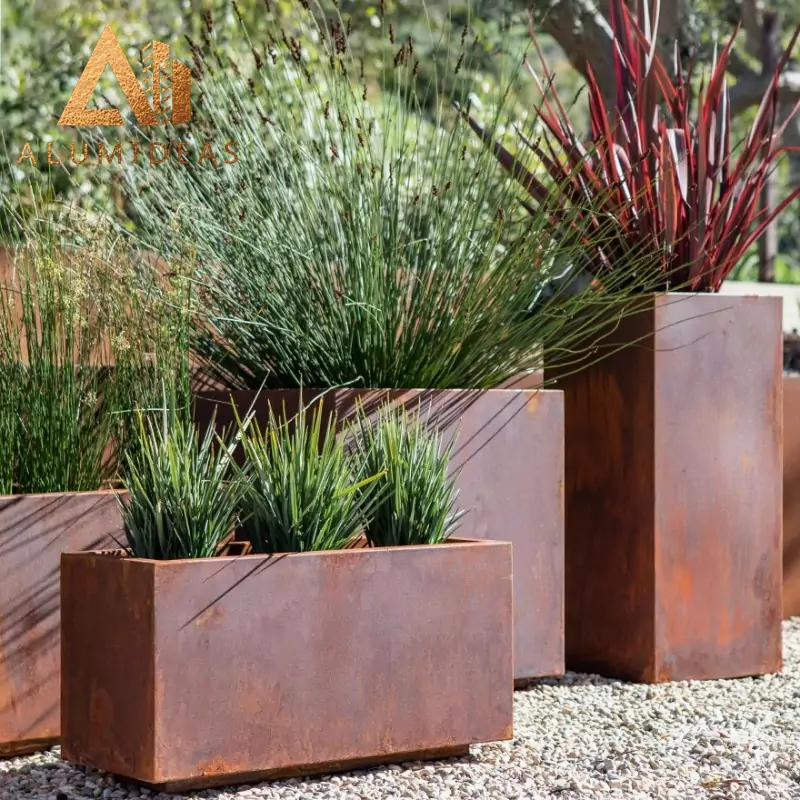 outdoor corten steel planters