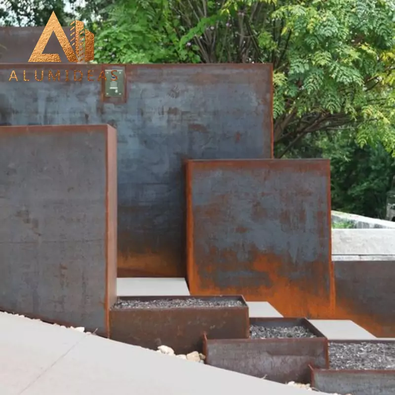 Extorior corten steel garden steps planters