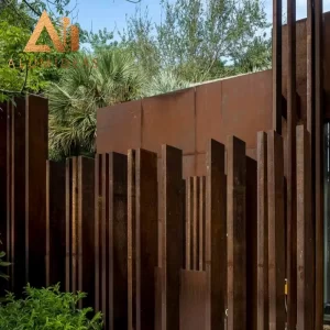 Landscape architecture corten steel retaining wall