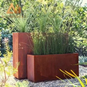 Outdoor corten steel flower bed